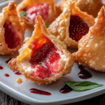 Deep-Fried Strawberry Cheesecake Stuffed Wonton Bites