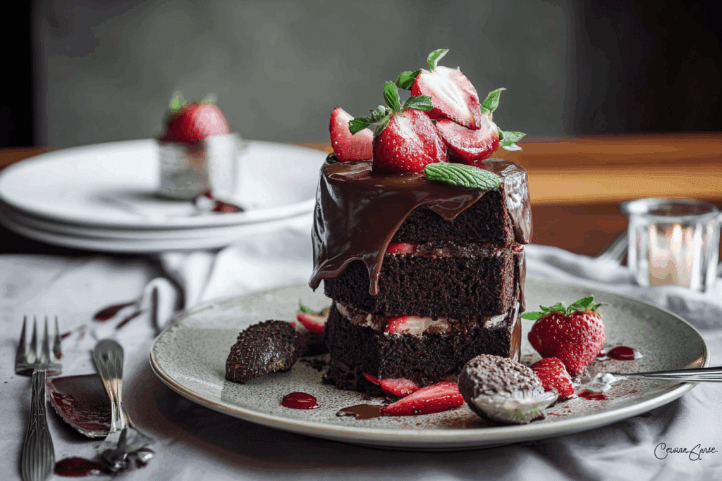 Decadent Chocolate Strawberry Cake