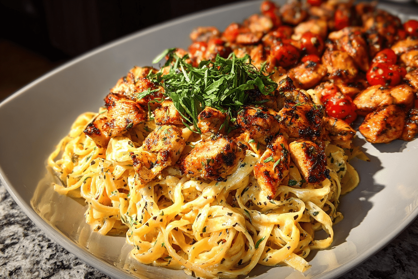 Creamy Cajun Chicken Linguine with Garlic Mozzarella Sauce