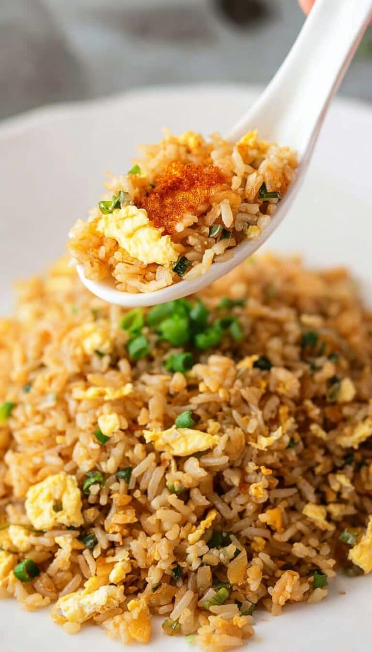 Egg Fried Rice with Green Onion and Sesame Oil Recipe