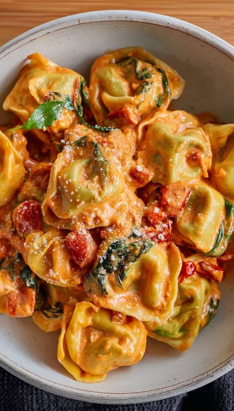 Spinach and Ricotta Tortellini with Creamy Tomato Sauce Recipe