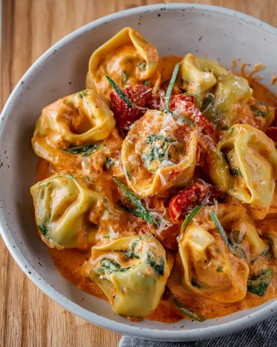 Spinach and Ricotta Tortellini with Creamy Tomato Sauce Recipe - Recipe Image