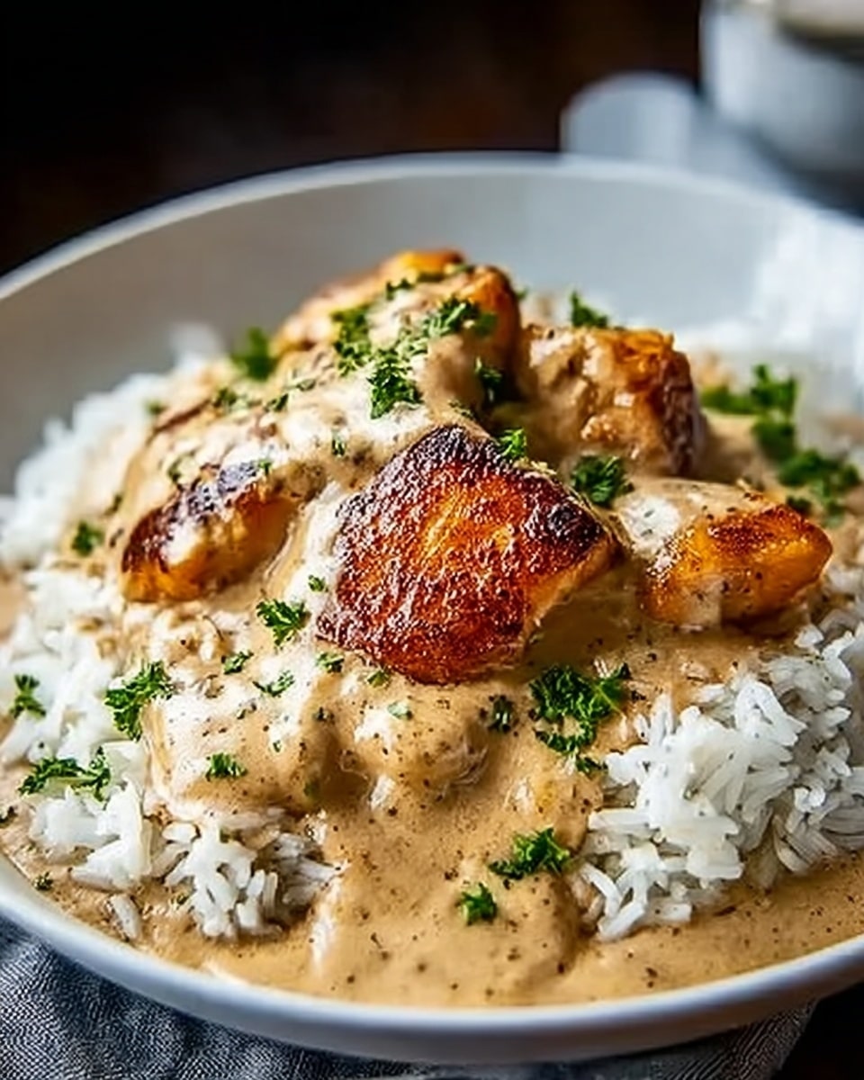 Creamy Smothered Chicken and Rice Recipe - Recipe Image