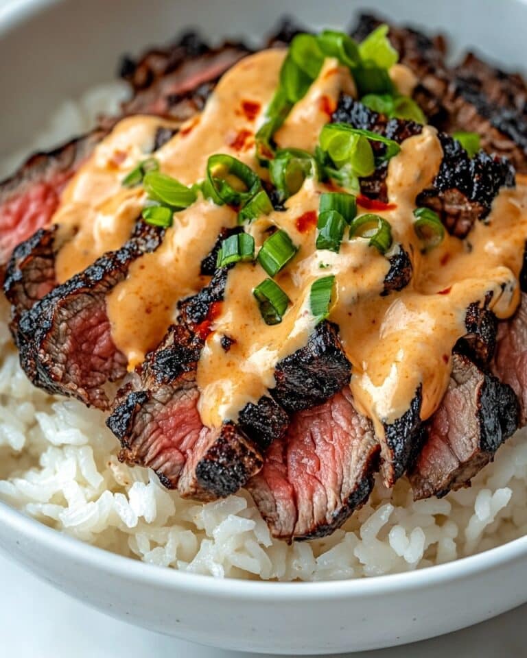 Korean BBQ Steak Rice Bowls with Spicy Cream Sauce Recipe