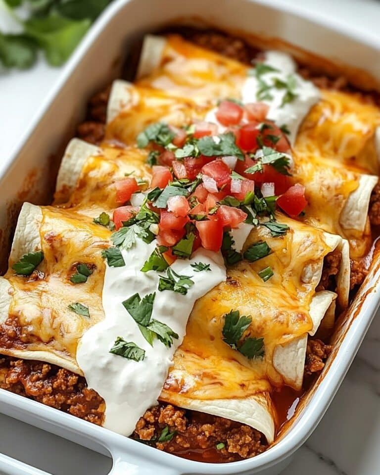 Hearty Ground Beef Enchiladas with Cheddar and Enchilada Sauce Recipe