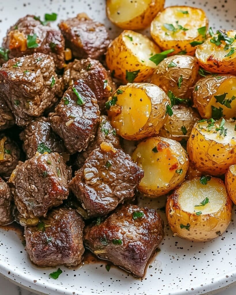 Garlic Butter Steak Bites and Potatoes Recipe