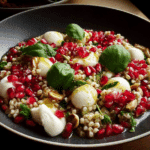 Mozzarella & Pomegranate Barley Salad with Basil-Lemon Dressing