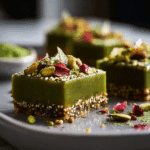 Pistachio Matcha Miso Bars with Toasted Sesame Crust