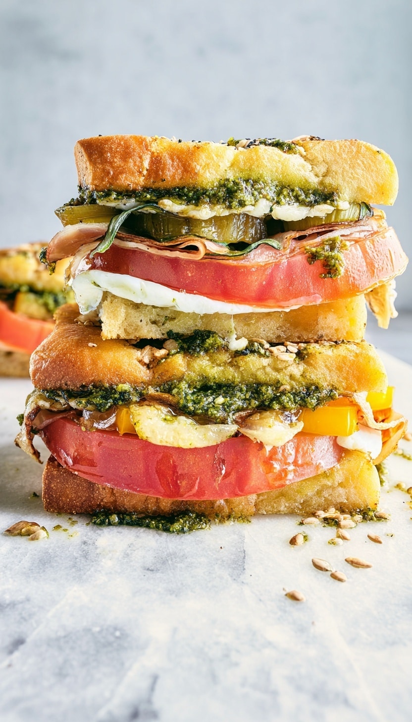 Pesto Focaccia Breakfast Sandwich Recipe - Recipe Image