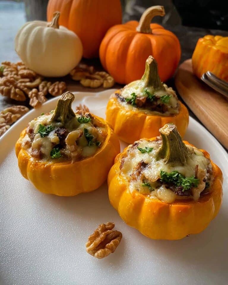Stuffed Mini Pumpkins with Mushrooms, Walnuts, and Herb Cheese Recipe