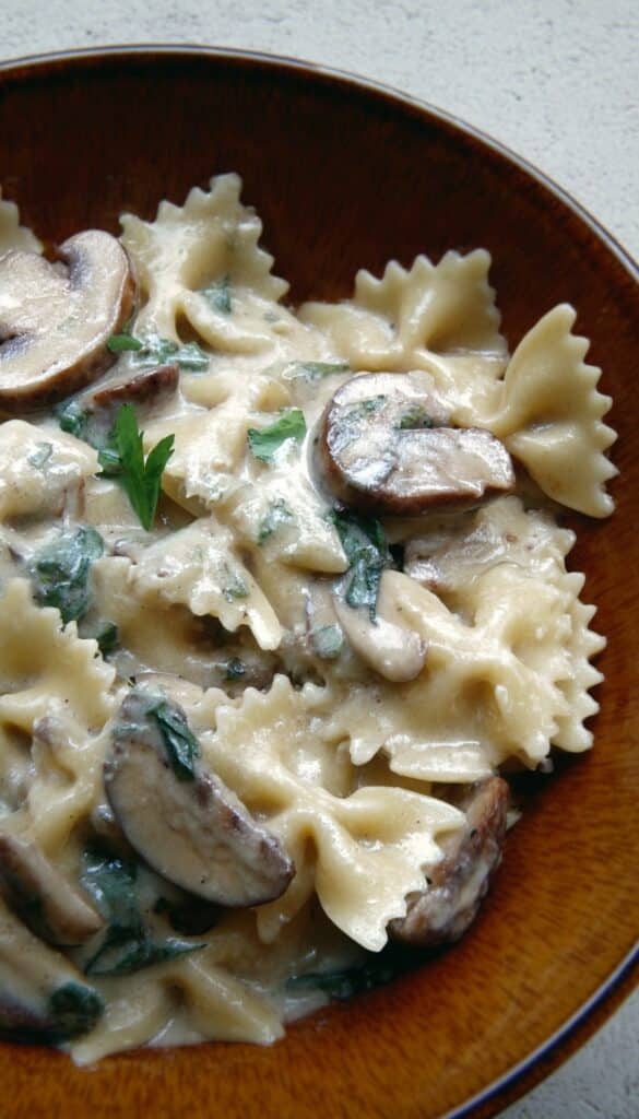 Creamy Bow Tie Pasta with Mushrooms and Leeks Recipe