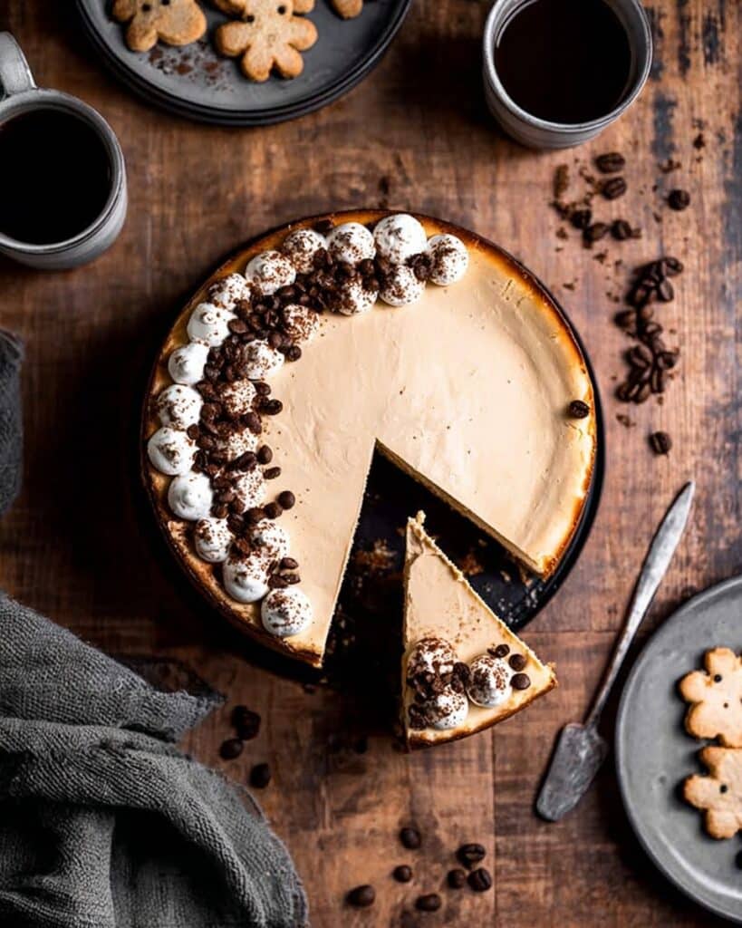 Baked Coffee Cheesecake with Coffee Infused Graham Cracker Crust Recipe