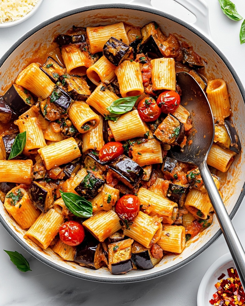 Eggplant and Fresh Tomato Pasta Recipe - Recipe Image