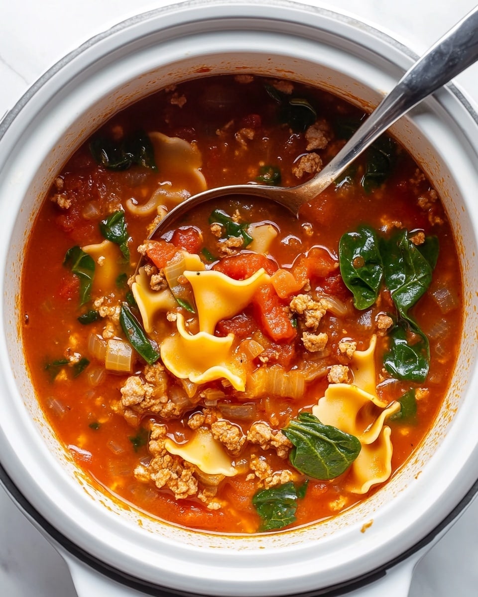 Easy Slow Cooker Lasagna Soup Recipe - Recipe Image
