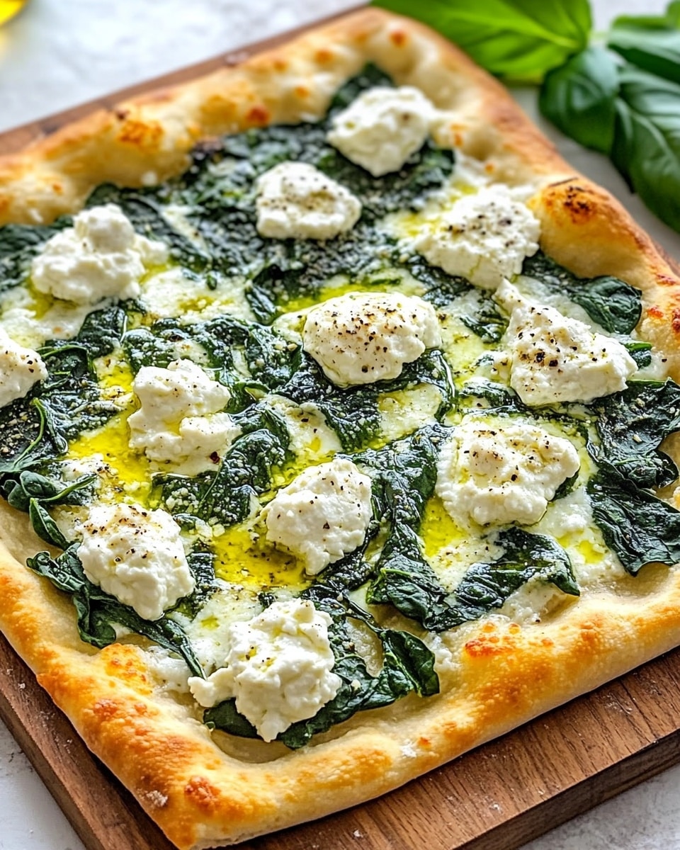 Greek Roasted Garlic Spinach White Pizza Recipe - Recipe Image