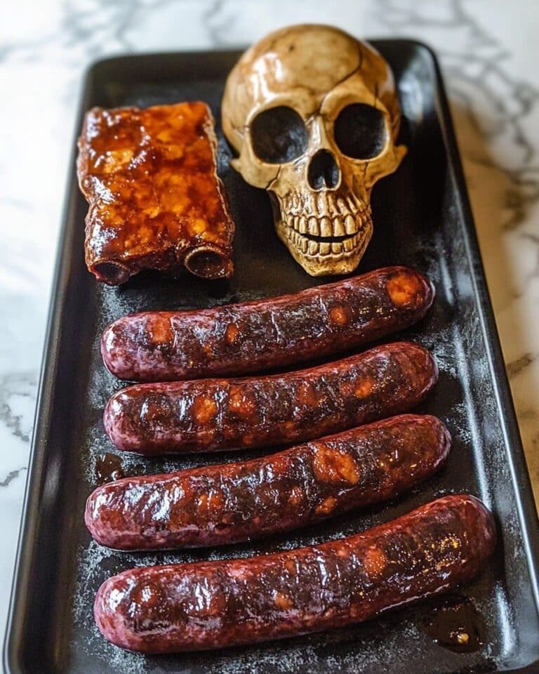 Smoked Ribs with Cajun Sausage Entrails for Halloween Recipe