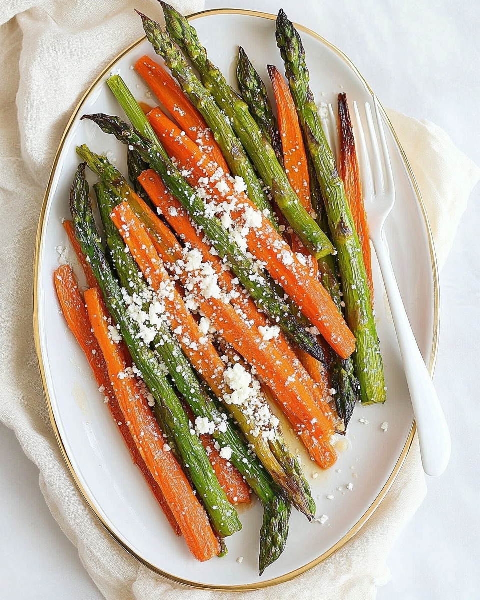 Roasted Asparagus and Carrots with Goat Cheese and Lemon Zest Recipe - Recipe Image