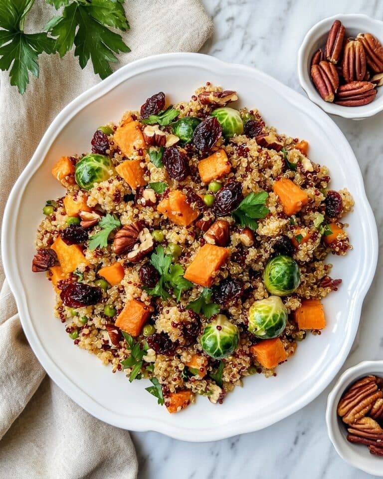 Autumn Quinoa Salad with Roasted Brussels Sprouts and Butternut Squash Recipe