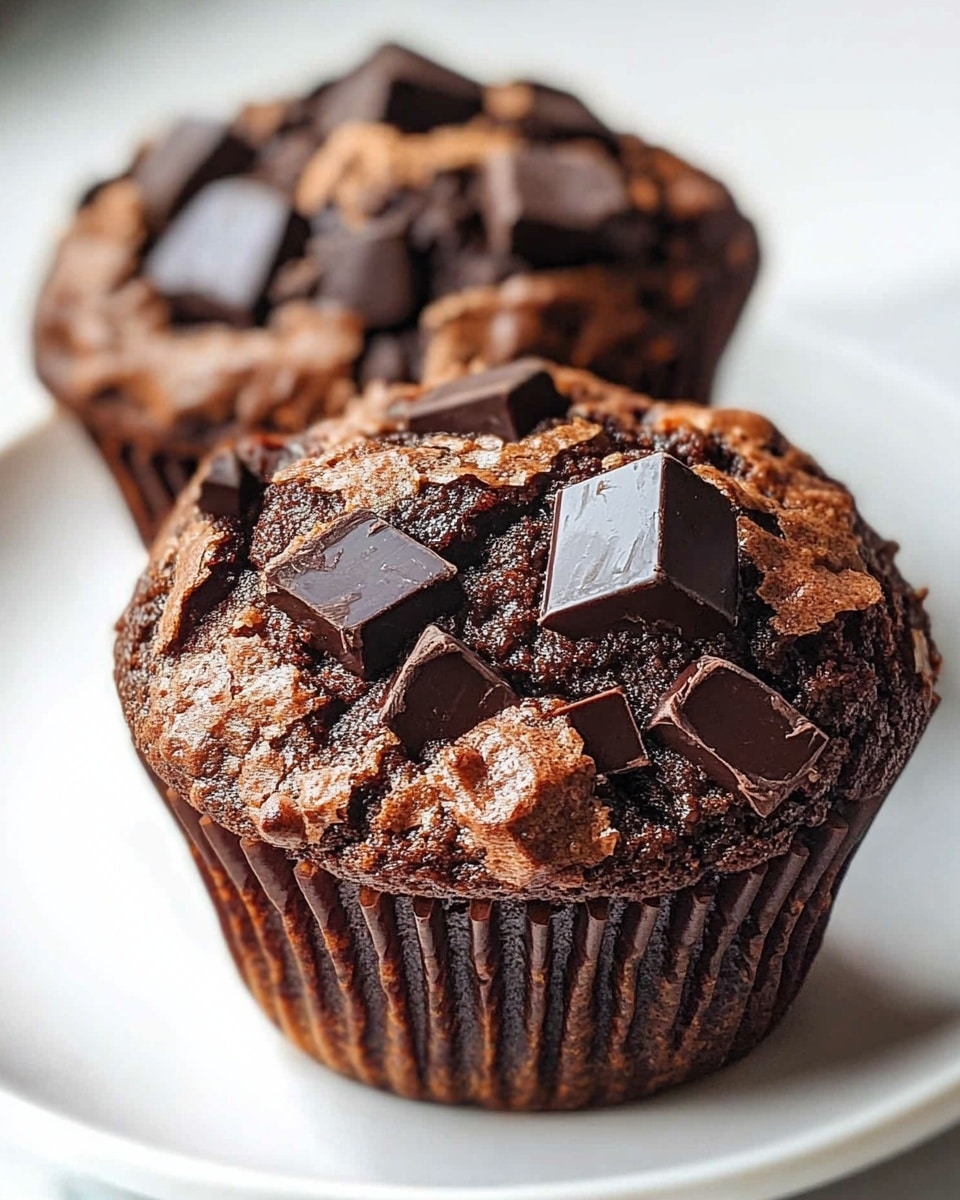 Fudgy Double Chocolate Chunk Zucchini Muffins Recipe - Recipe Image