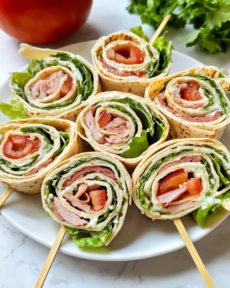 Pinwheel Sandwiches with Ham and Lettuce on Lavash Bread Recipe