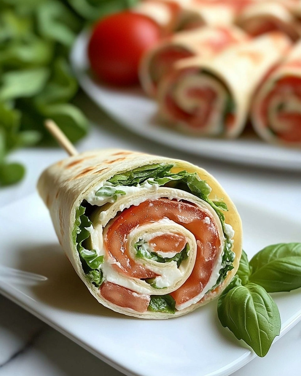 Pinwheel Sandwiches with Ham and Lettuce on Lavash Bread Recipe - Recipe Image