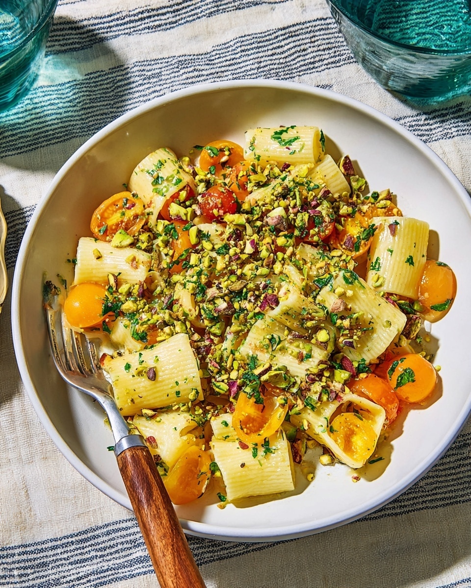 Sun Gold Tomato Pasta With Pistachio Gremolata Recipe - Recipe Image