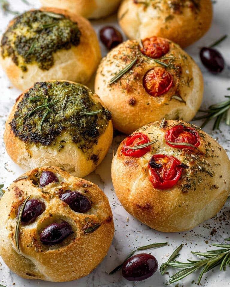 Focaccia Muffins with Basil Pesto, Rosemary, and Cherry Tomatoes Recipe