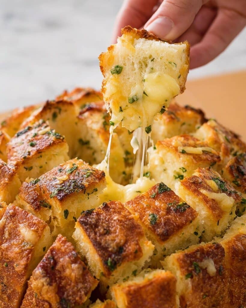 Creamy Garlic Cheese Pull-Apart Bread Recipe