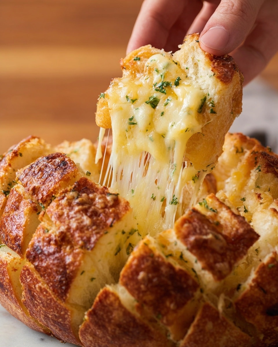 Creamy Garlic Cheese Pull-Apart Bread Recipe - Recipe Image