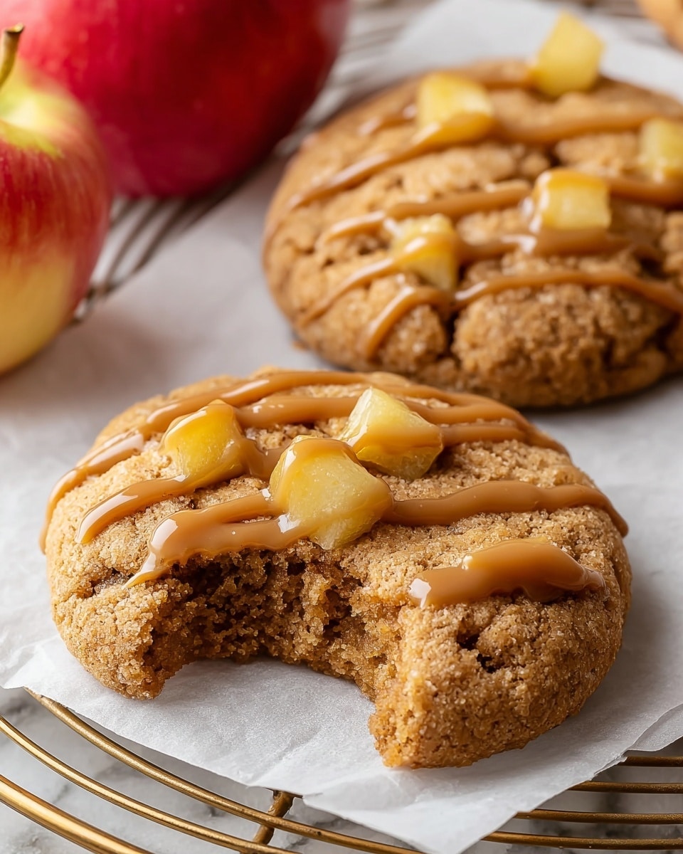 Delicious Caramel Apple Cookies with Rich Salted Caramel Drizzle Recipe - Recipe Image