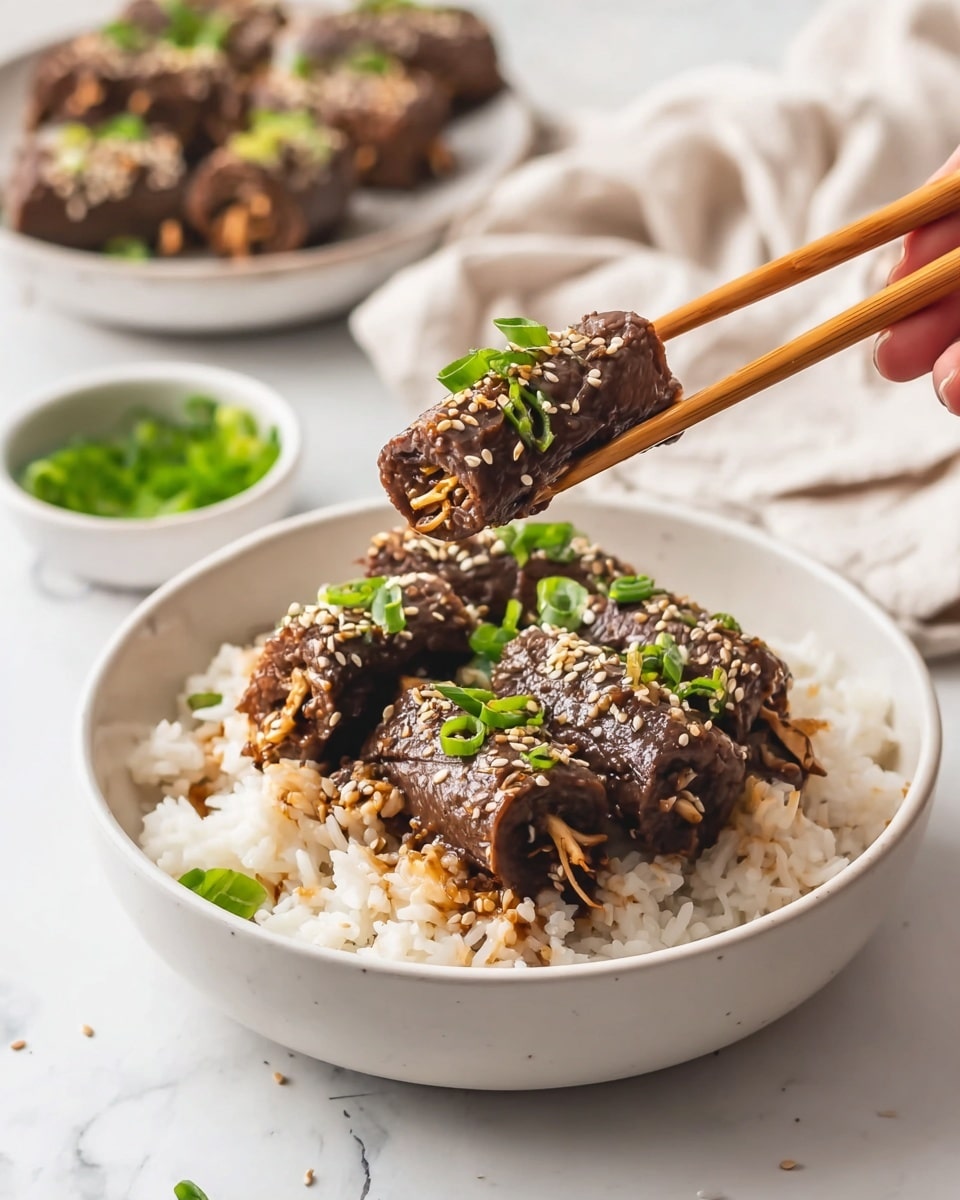 Enoki Beef Rolls with Dashi Mirin Soy Sauce Recipe - Recipe Image
