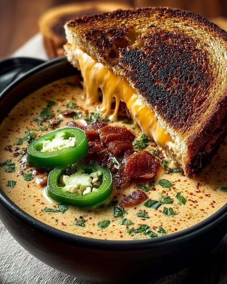 Spicy Jalapeño Popper Soup with Grilled Cheese Dippers Recipe