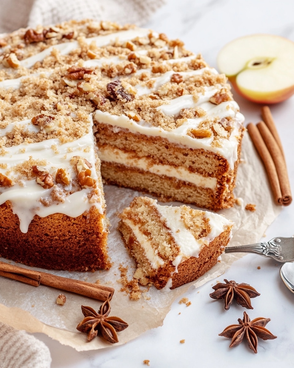 Apple Cinnamon Crumble Cake with Maple Glaze Recipe - Recipe Image