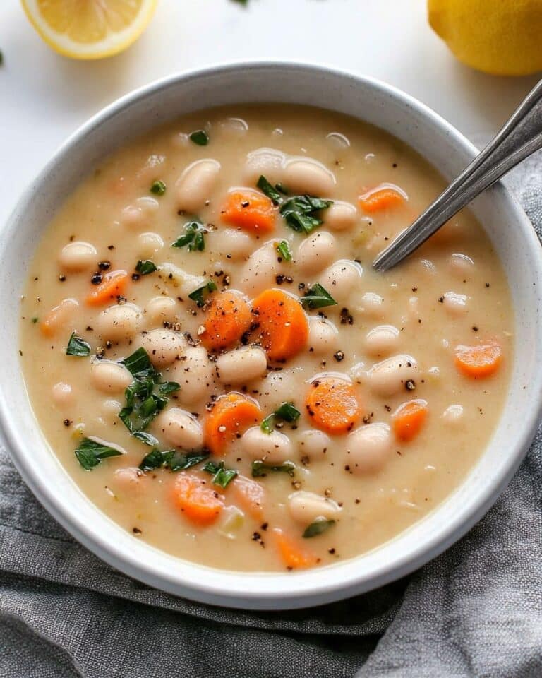 Greek White Bean Soup with Garlic and Lemon Recipe