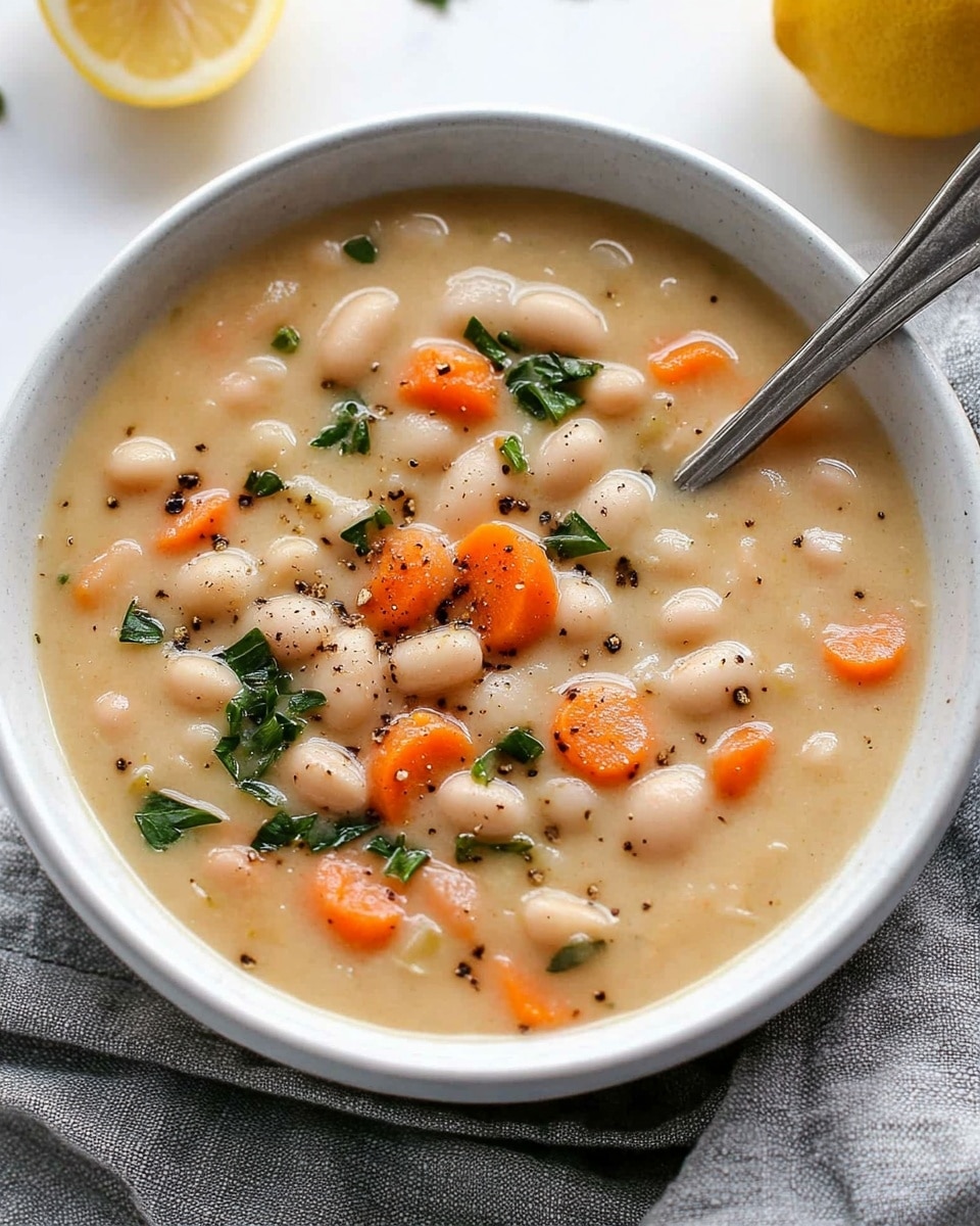 Greek White Bean Soup with Garlic and Lemon Recipe