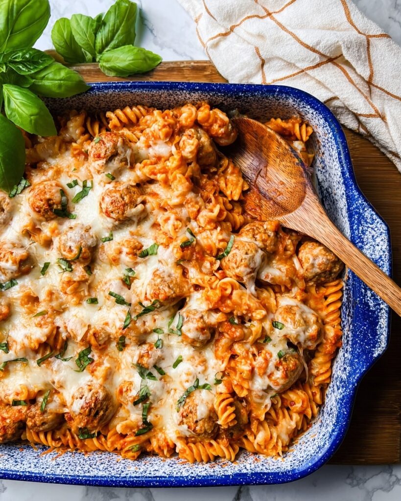Dump and Bake Meatball Pasta Casserole Recipe