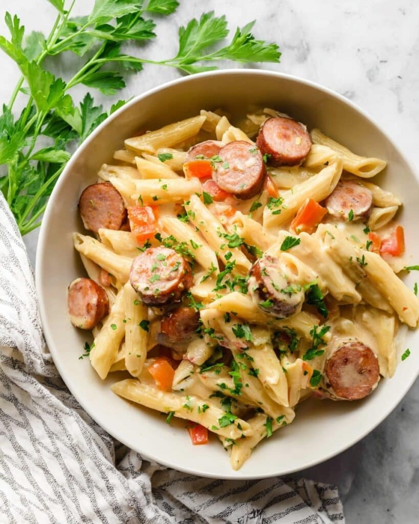 Cajun Sausage Alfredo Pasta Recipe