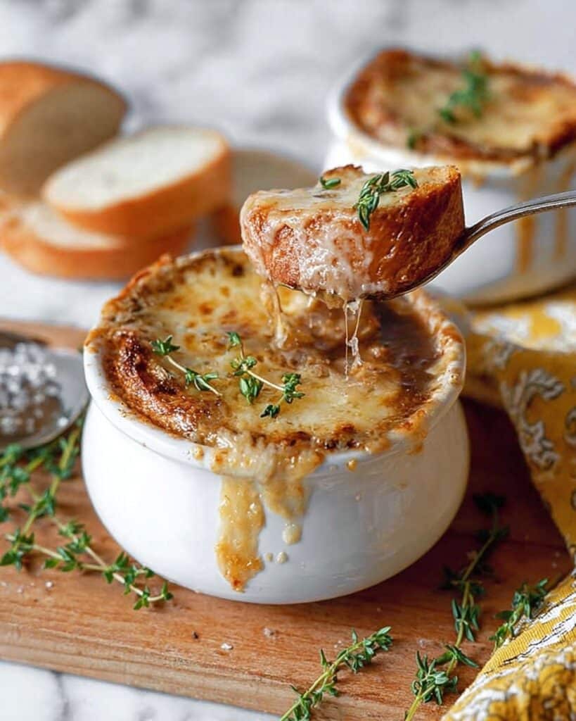 Classic French Onion Soup with Gruyere and Mozzarella Recipe