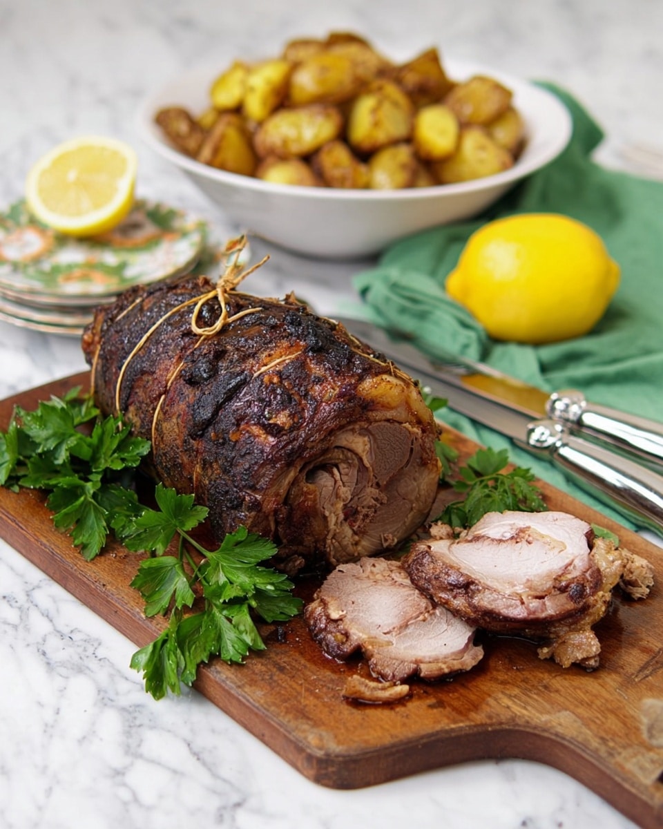 Slow Roast Greek Lemon Lamb With Potatoes Recipe - Recipe Image