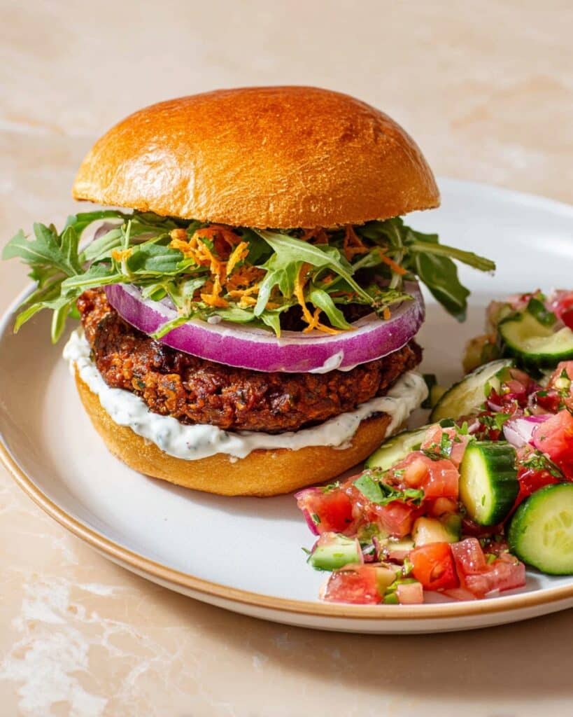 Lentil-Walnut Burgers with Yogurt Herb Sauce Recipe