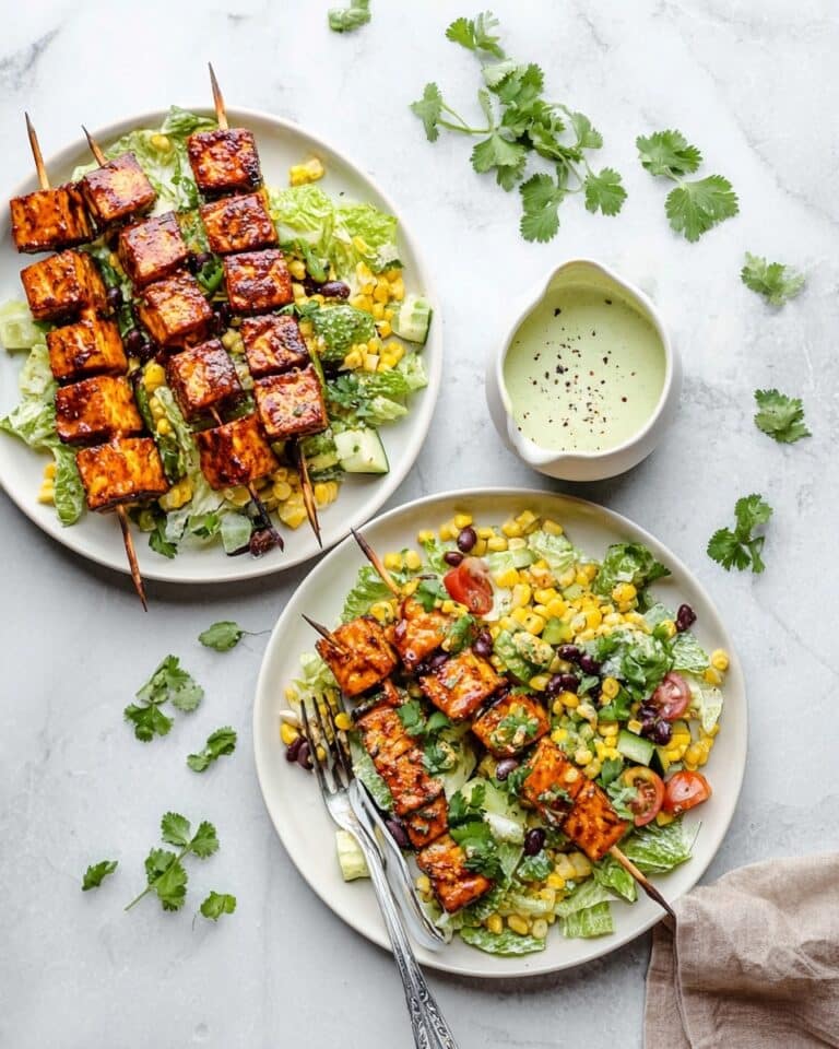 BBQ Chicken Skewer Salad with Herby Ranch Dressing Recipe