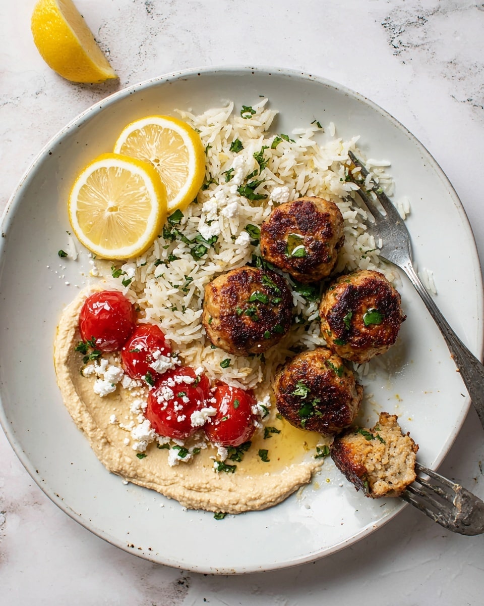 A white frying pan holds twenty small round meatballs with a light golden brown crust on top and some green herb bits visible inside. The meatballs are slightly uneven in shape and are cooked to a lightly browned color with some parts darker than others, sitting in a thin layer of oil. The pan has some light brown cooking marks near the edges. The background is a white marbled texture. photo taken with an iphone --ar 4:5 --v 7