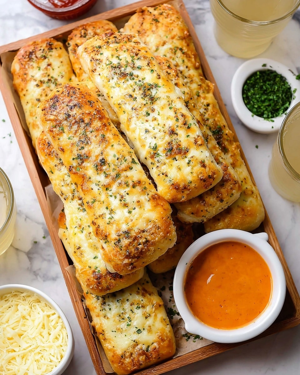 Six golden-brown bread rolls are placed on a black baking tray lined with light gray parchment paper, which shows some oil stains. Each roll is oval-shaped with a slightly uneven surface, sprinkled with green herbs and melted cheese on top, giving them a textured, crispy look. The tray sits on a white marbled texture surface. photo taken with an iphone --ar 4:5 --v 7