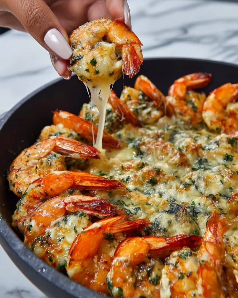 Stuffed Shrimp with Crab, Spinach, and Cheddar in Garlic Butter Dill Sauce Recipe
