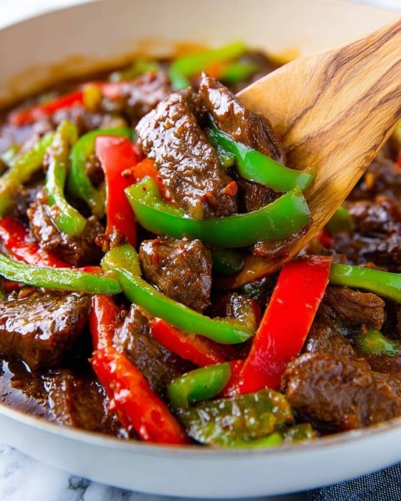 Pepper Steak Stir-Fry with Bell Peppers and Onion Recipe