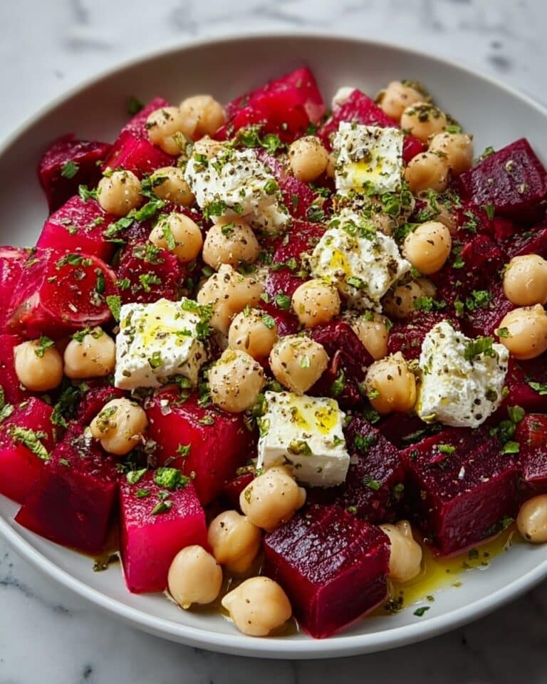 Chickpea Beet Feta Salad with Lemon-Garlic Vinaigrette Recipe
