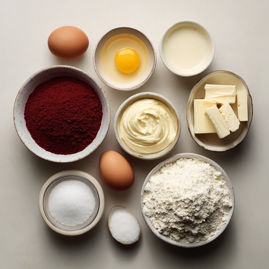 A slice of two-layer cake on a white plate with a textured edge is shown. The bottom layer is bright red with a soft texture, while the top layer is light golden and fluffy. Both layers are topped with a thick, smooth white cream layer that also has some decorative cream swirls on top. In the background, there is a larger cake with the same layers and cream decoration, and a clear glass filled with a red beverage topped with white foam and small brown sprinkles, all placed on a white marbled texture surface with a white cloth nearby. Photo taken with an iphone --ar 4:5 --v 7