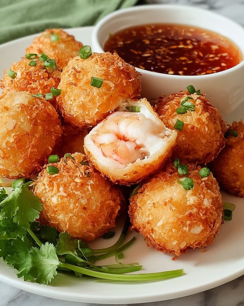 Crispy Shrimp Balls with Garlic, Ginger, and Green Onions Recipe